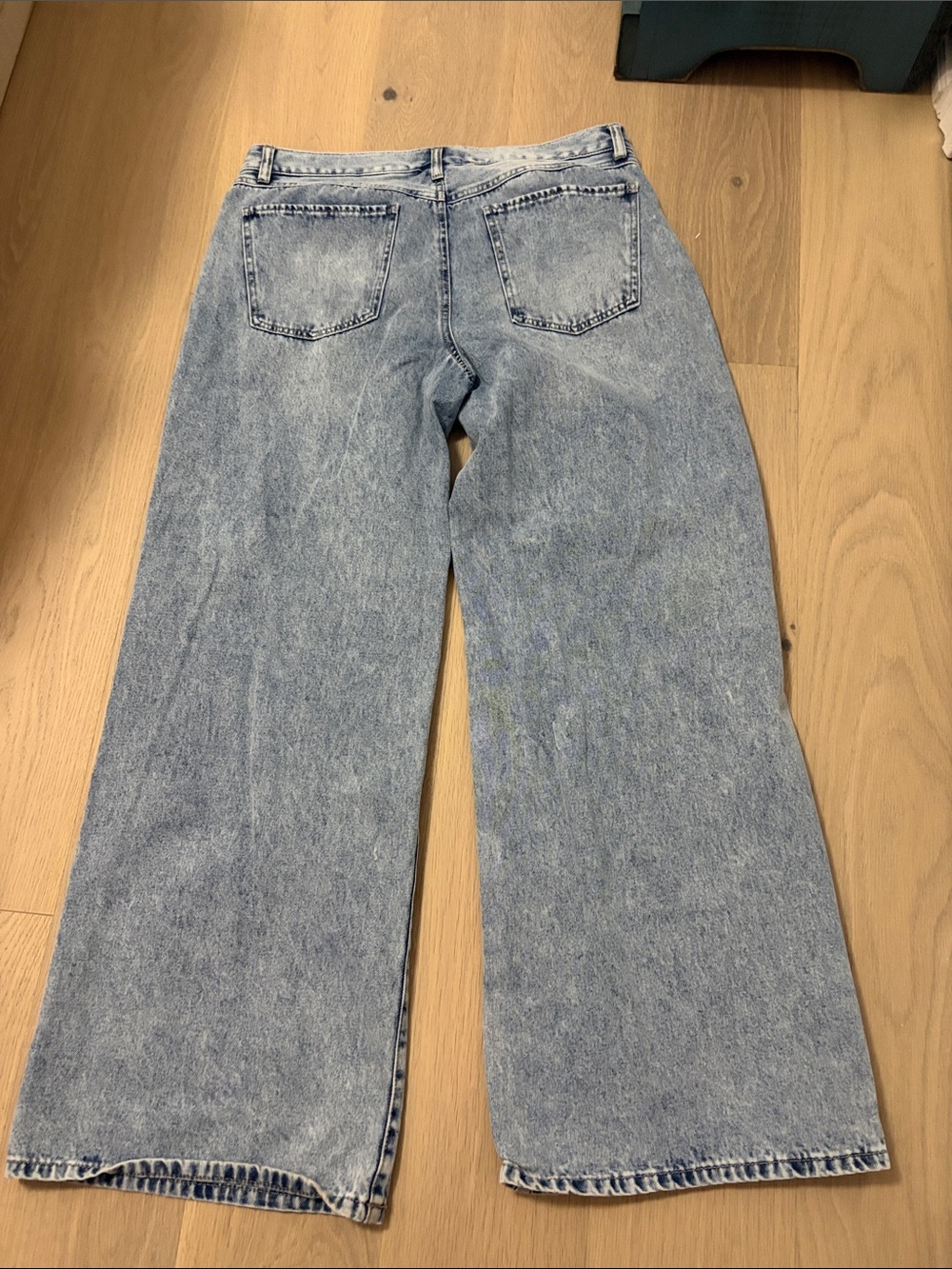 Wide Leg Distressed Light Blue Women's Jeans - Picture 3 of 3